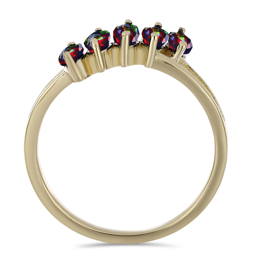 Inel din Argint 925 Placat cu Aur ( 2.1 grame ) cu Opal Etiopian Negru Lega Dembi 0.45 Carate