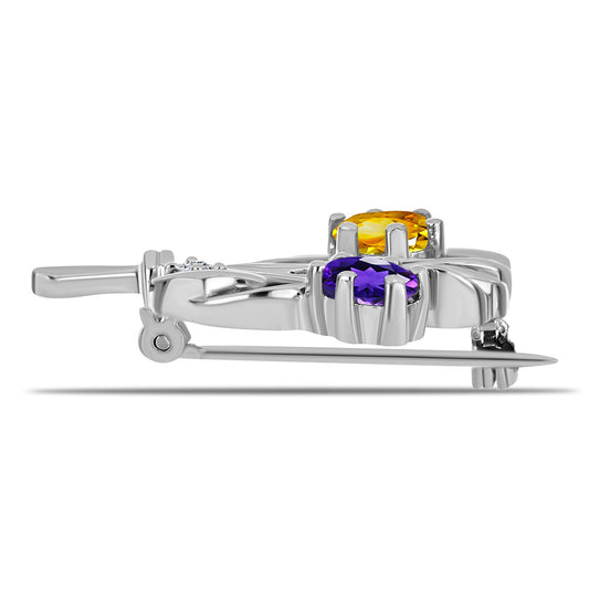 Broşă din Argint 925 ( 3.69 grame ) cu Citrin Ural și Ametist Marocan 0.92 Carate