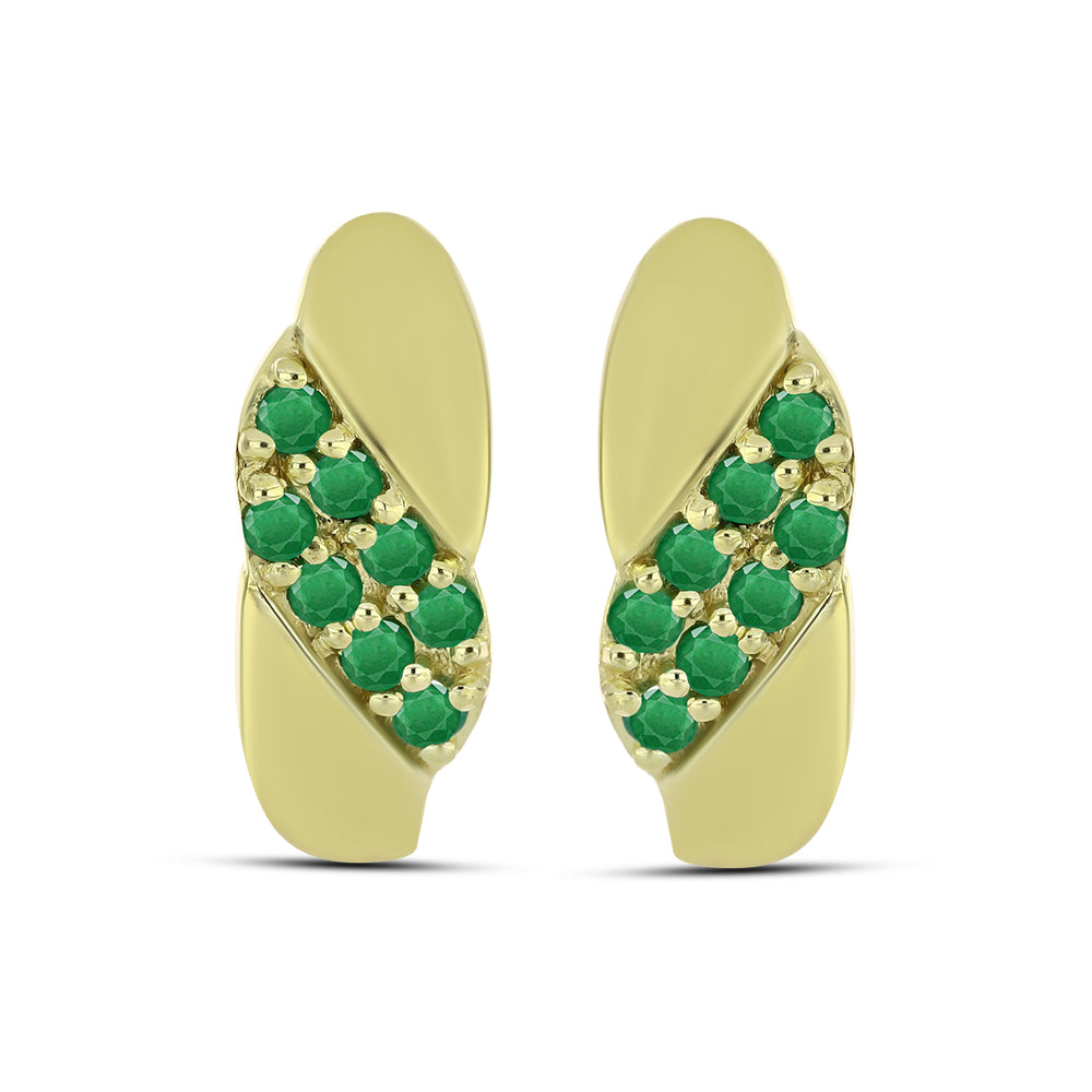 Cercei din Argint 925 Placat cu Aur ( 4.35 grame ) cu Smarald Zambian 0.28 Carate 1 