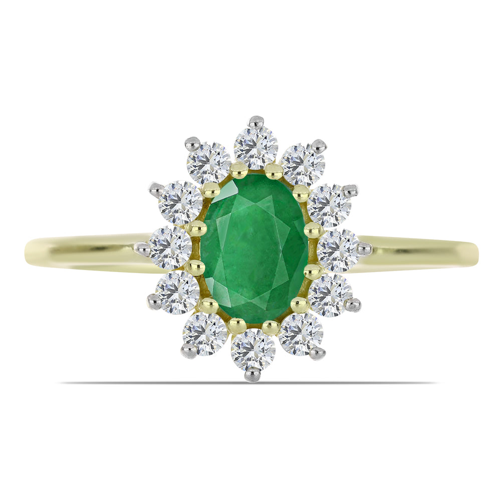 Inel din Argint 925 Placat cu Aur ( 1.97 grame ) cu Smarald Zambian și Topaz Alb 1.17 Carate 1 