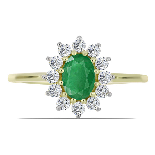 Inel din Argint 925 Placat cu Aur ( 1.97 grame ) cu Smarald Zambian și Topaz Alb 1.17 Carate