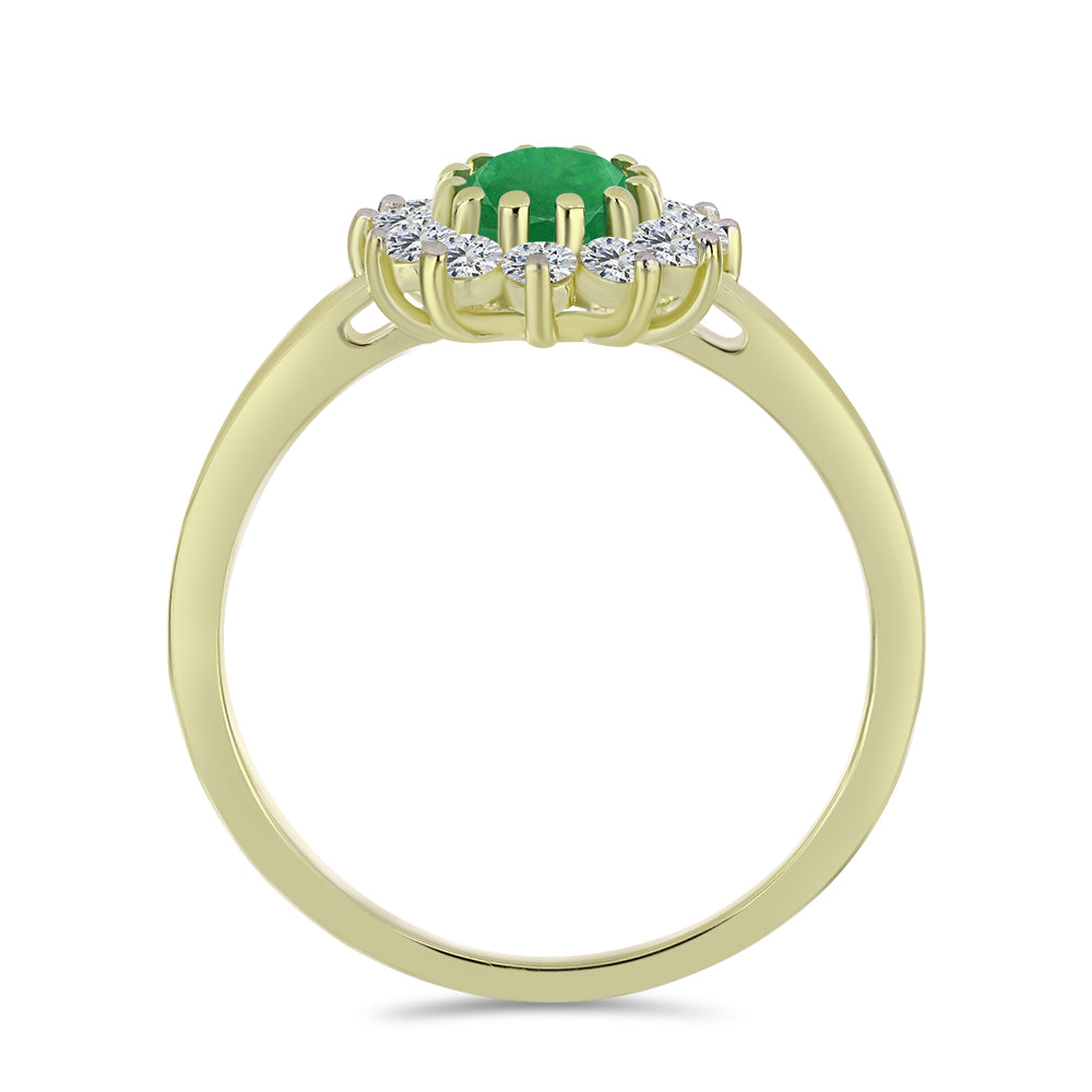 Inel din Argint 925 Placat cu Aur ( 1.97 grame ) cu Smarald Zambian și Topaz Alb 1.17 Carate