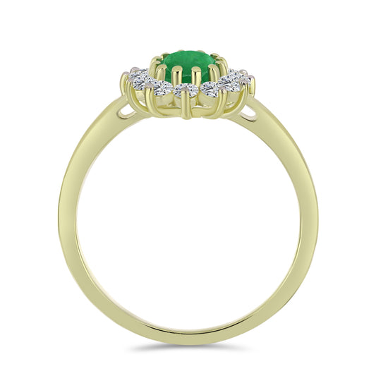 Inel din Argint 925 Placat cu Aur ( 1.97 grame ) cu Smarald Zambian și Topaz Alb 1.17 Carate