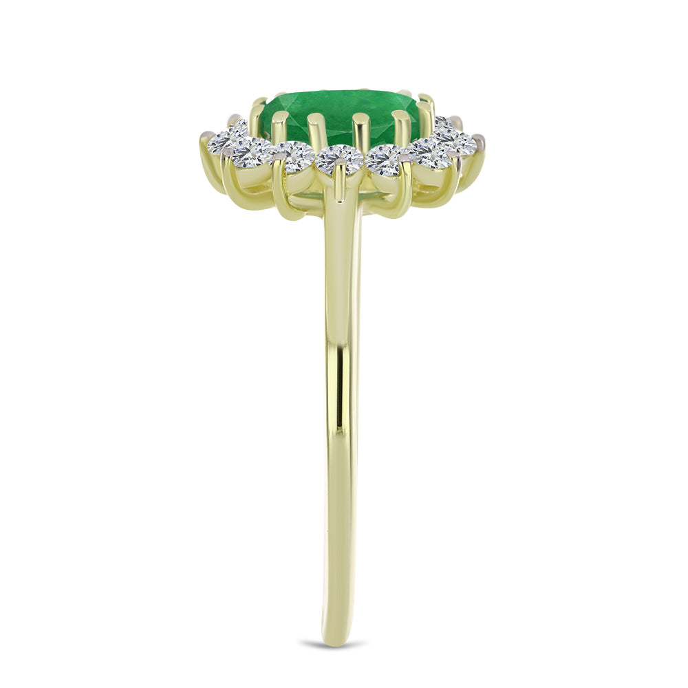 Inel din Argint 925 Placat cu Aur ( 1.97 grame ) cu Smarald Zambian și Topaz Alb 1.17 Carate