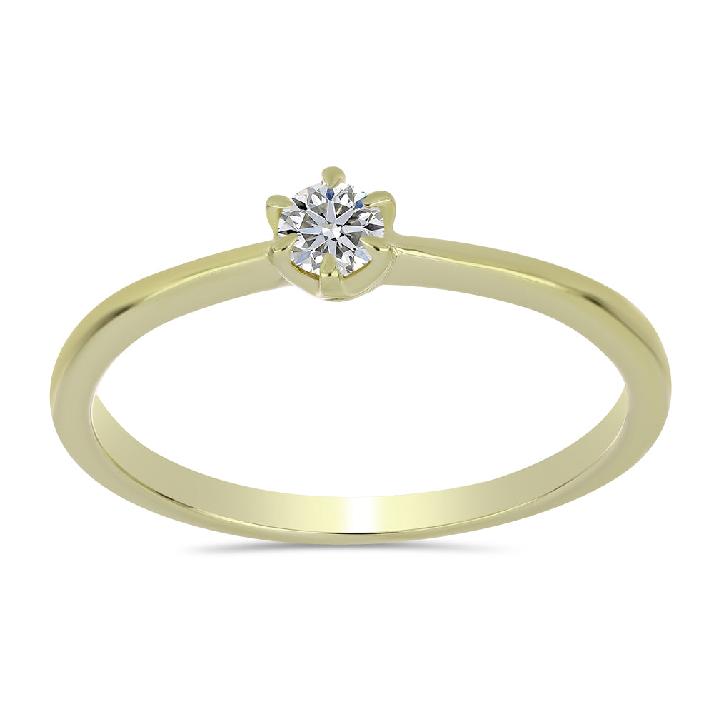 Inel din Argint 925 Placat cu Aur ( 1.65 grame ) cu Diamant Certificat cultivat în laborator 0.2 Carate 3 