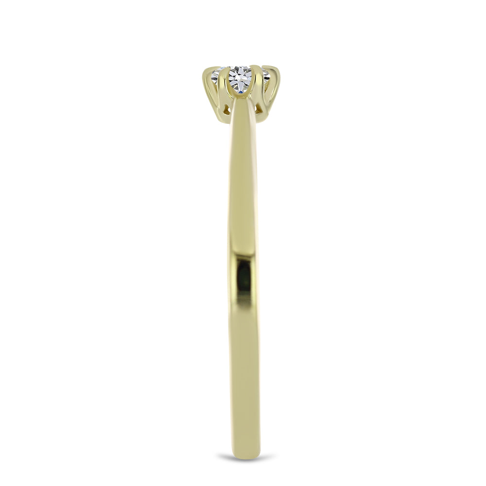 Inel din Argint 925 Placat cu Aur ( 1.65 grame ) cu Diamant Certificat cultivat în laborator 0.2 Carate 4 