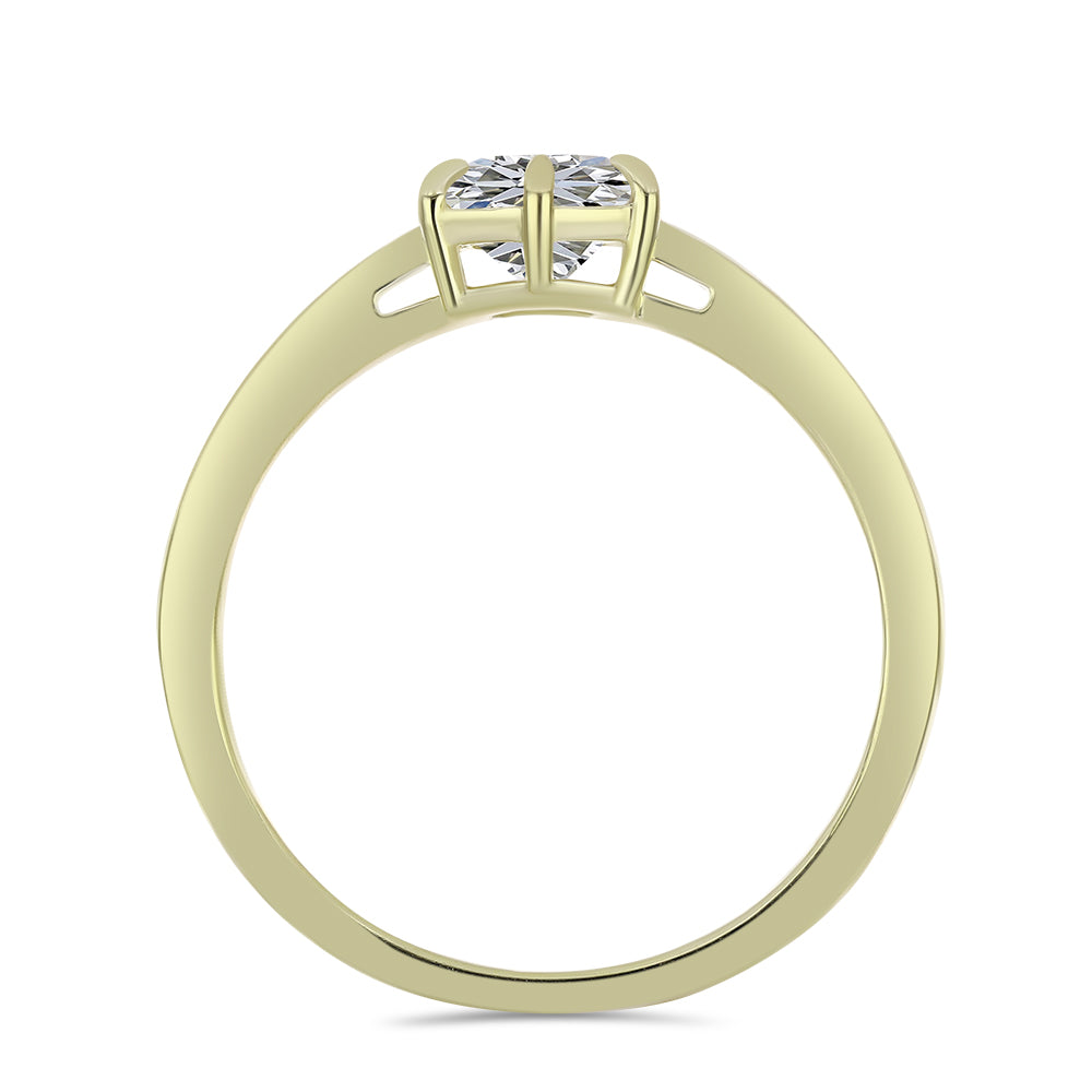 Inel din Argint 925 Placat cu Aur ( 2.11 grame ) cu Diamant Certificat cultivat în laborator 1.04 Carate 2 