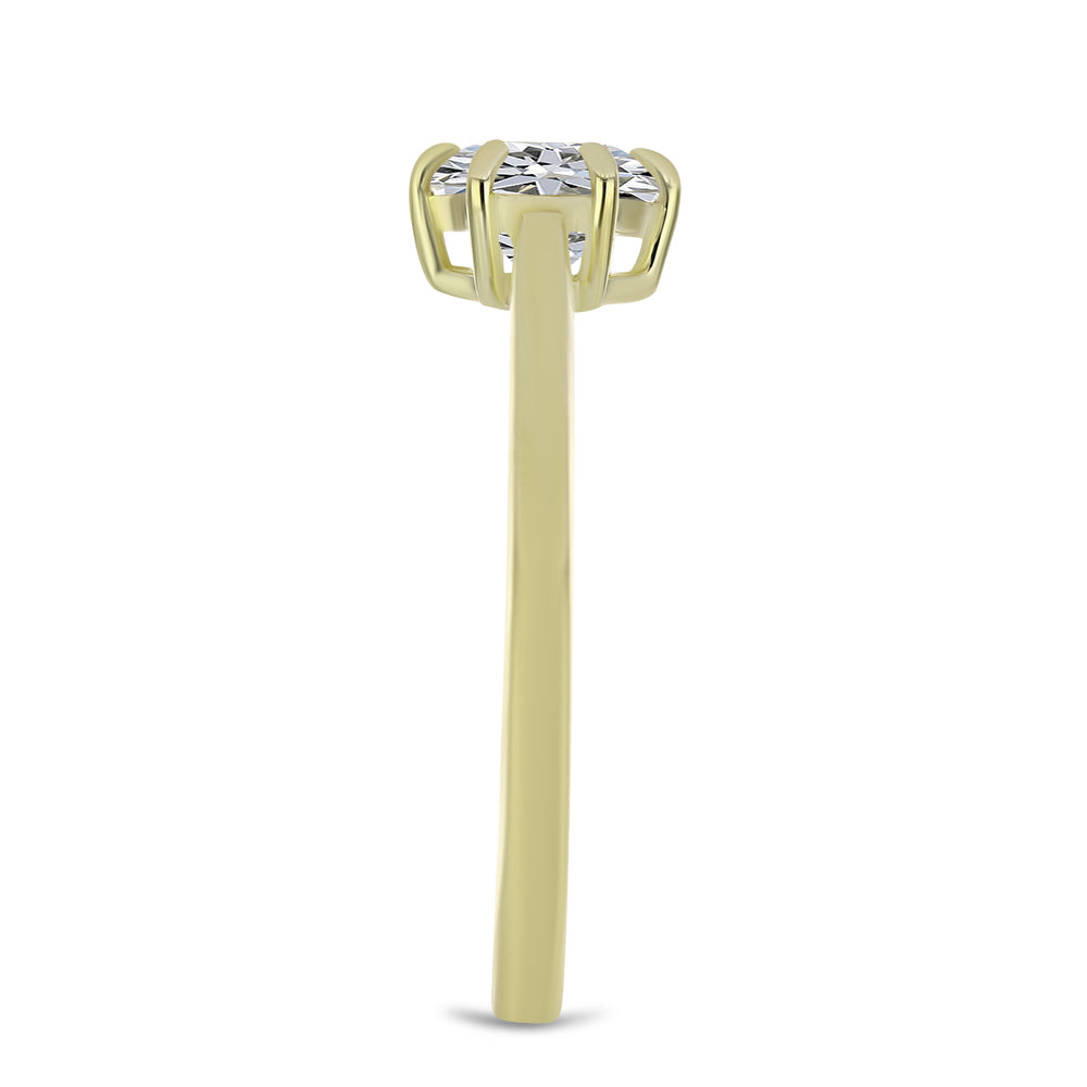 Inel din Argint 925 Placat cu Aur ( 2.11 grame ) cu Diamant Certificat cultivat în laborator 1.04 Carate 4 