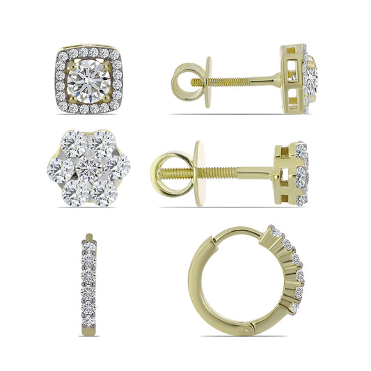 Set din Argint 925 Placat cu Aur ( 5.36 grame ) cu Diamant Certificat cultivat în laborator 2.24 Carate ( Cercei )