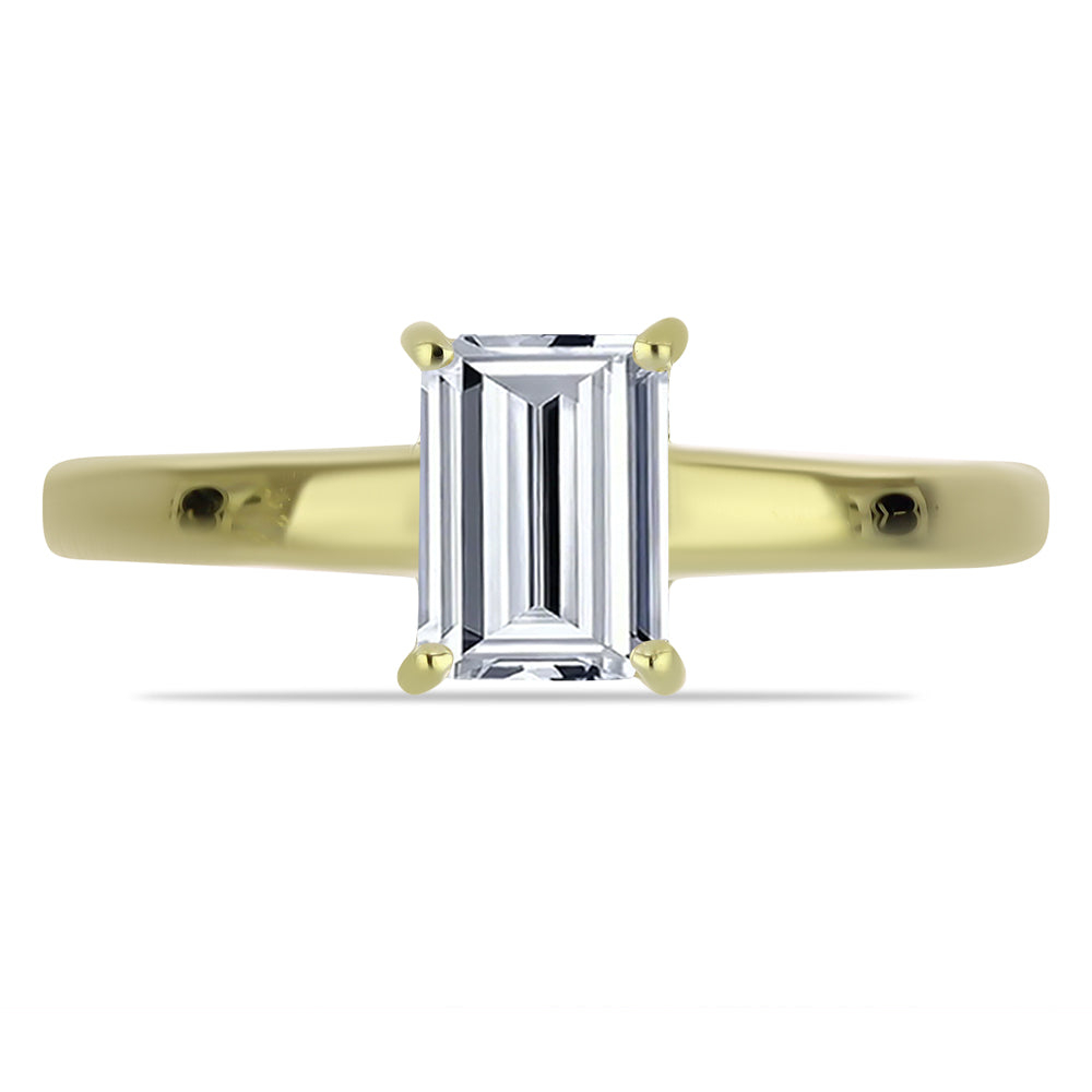 Inel din Argint 925 Placat cu Aur ( 1.57 grame ) cu Diamant Certificat cultivat în laborator 1.02 Carate