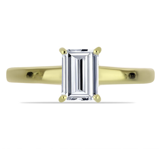 Inel din Argint 925 Placat cu Aur ( 1.57 grame ) cu Diamant Certificat cultivat în laborator 1.02 Carate