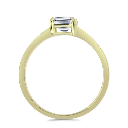 Inel din Argint 925 Placat cu Aur ( 1.57 grame ) cu Diamant Certificat cultivat în laborator 1.02 Carate