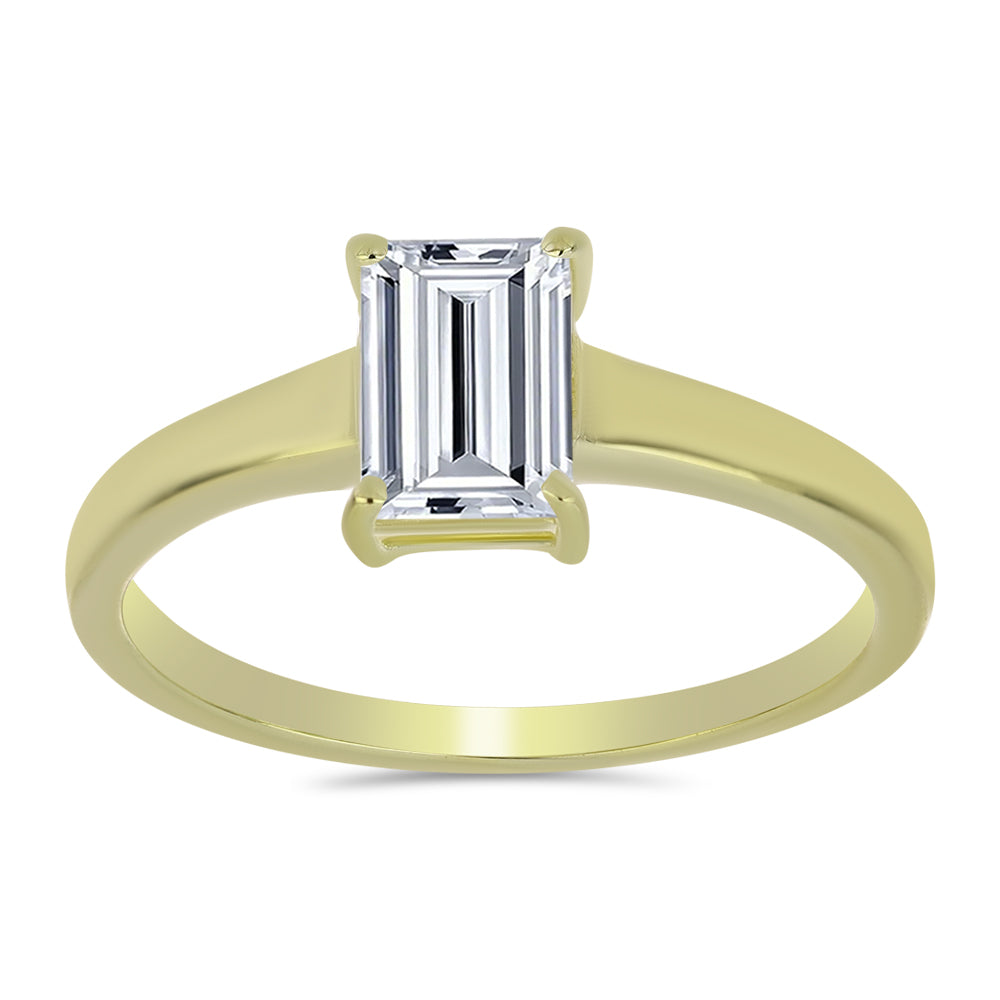 Inel din Argint 925 Placat cu Aur ( 1.57 grame ) cu Diamant Certificat cultivat în laborator 1.02 Carate