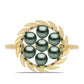 Inel din Argint 925 Placat cu Aur ( 2.85 grame ) cu Perlă De apă Dulce cu Efect "Verde Tahitian" 0.6 Carate