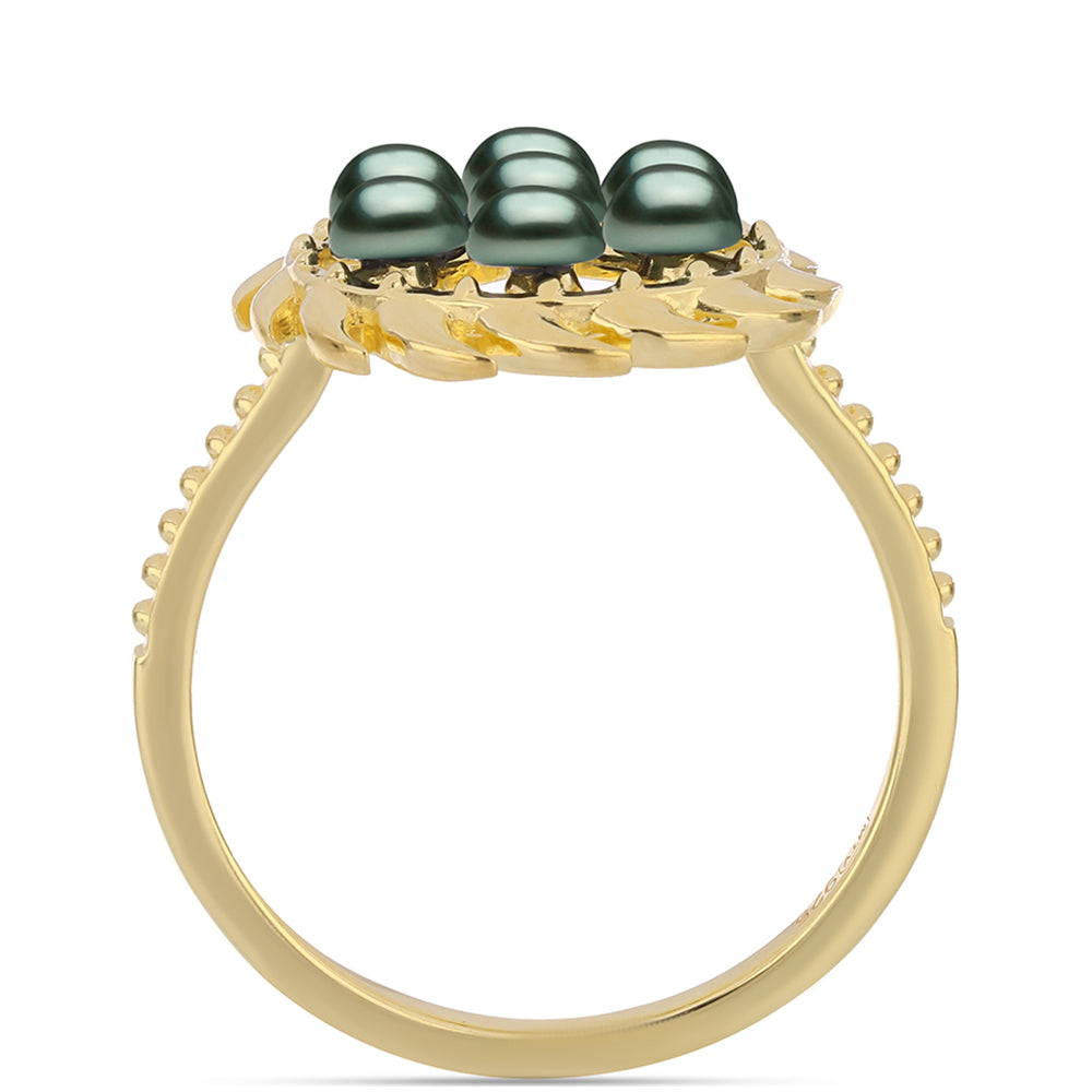 Inel din Argint 925 Placat cu Aur ( 2.85 grame ) cu Perlă De apă Dulce cu Efect "Verde Tahitian" 0.6 Carate 2 