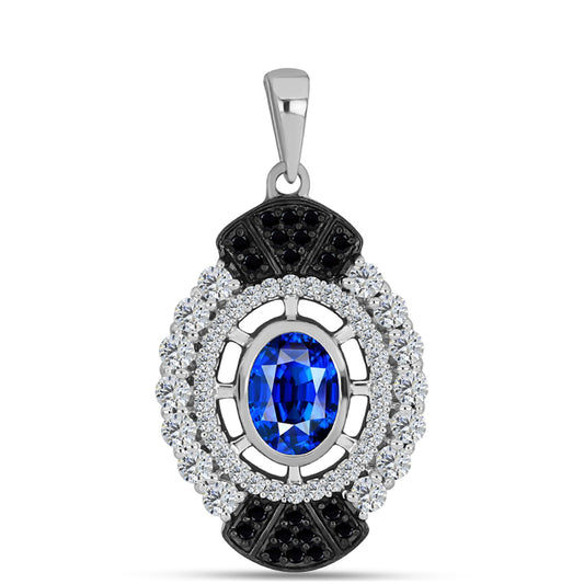 Pandantiv din Argint 925 ( 2.43 grame ) cu Safir Albastru Australian și Topaz Alb 2.08 Carate