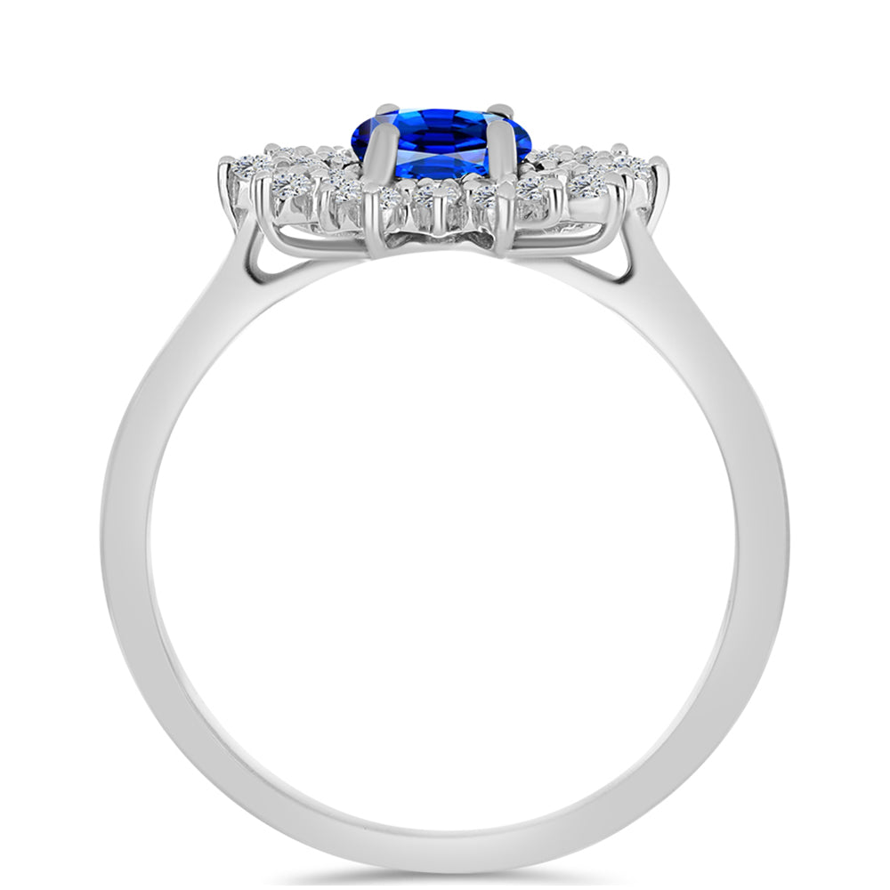 Inel din Argint 925 ( 2.71 grame ) cu Safir Albastru Australian și Topaz Alb 1.77 Carate 2 