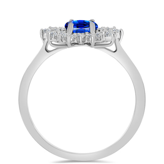 Inel din Argint 925 ( 2.71 grame ) cu Safir Albastru Australian și Topaz Alb 1.77 Carate