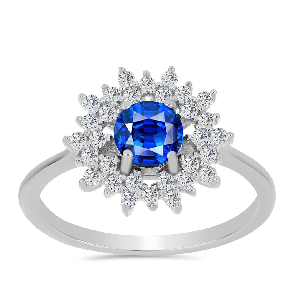 Inel din Argint 925 ( 2.71 grame ) cu Safir Albastru Australian și Topaz Alb 1.77 Carate 3 