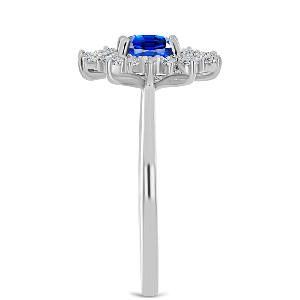 Inel din Argint 925 ( 2.71 grame ) cu Safir Albastru Australian și Topaz Alb 1.77 Carate 4 