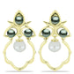 Cercei din Argint 925 Placat cu Aur ( 4.95 grame ) cu Perlă De apă Dulce cu Efect "Verde Tahitian" și Perlă Albă de Cultură 3.42 Carate