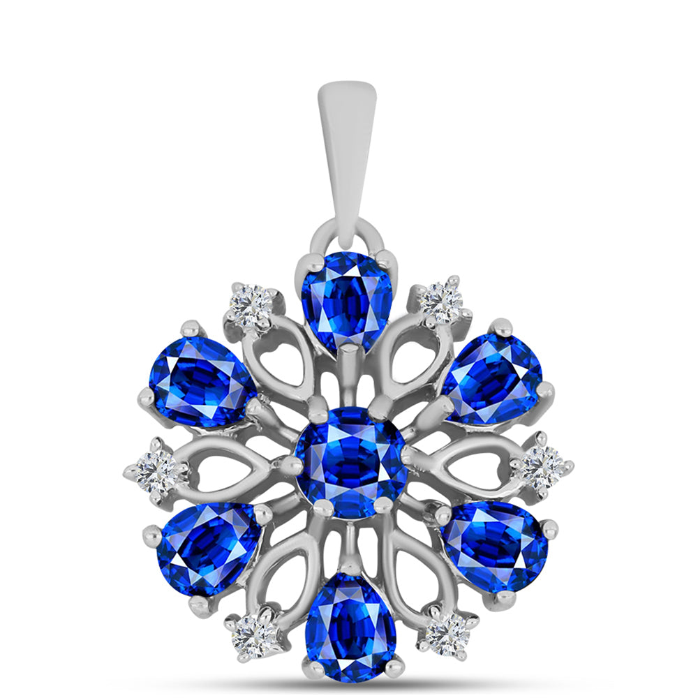 Pandantiv din Argint 925 ( 1.79 grame ) cu Safir Albastru Australian și Topaz Alb 1.99 Carate