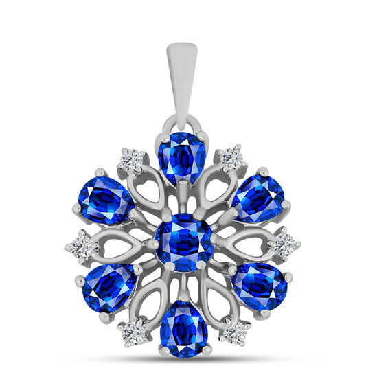 Pandantiv din Argint 925 ( 1.79 grame ) cu Safir Albastru Australian și Topaz Alb 1.99 Carate
