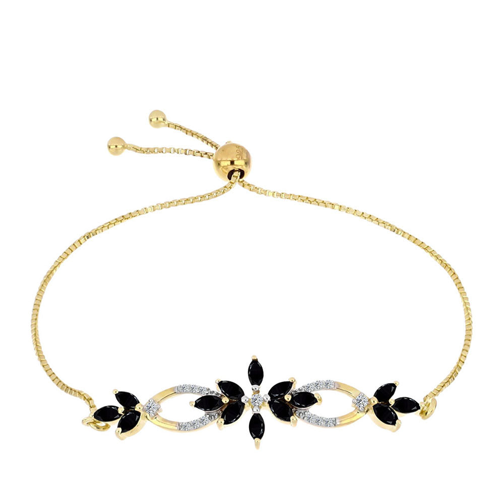 Brățară din Argint 925 Placat cu Aur ( 4.14 grame ) cu Onix Negru și Topaz Alb 1.84 Carate