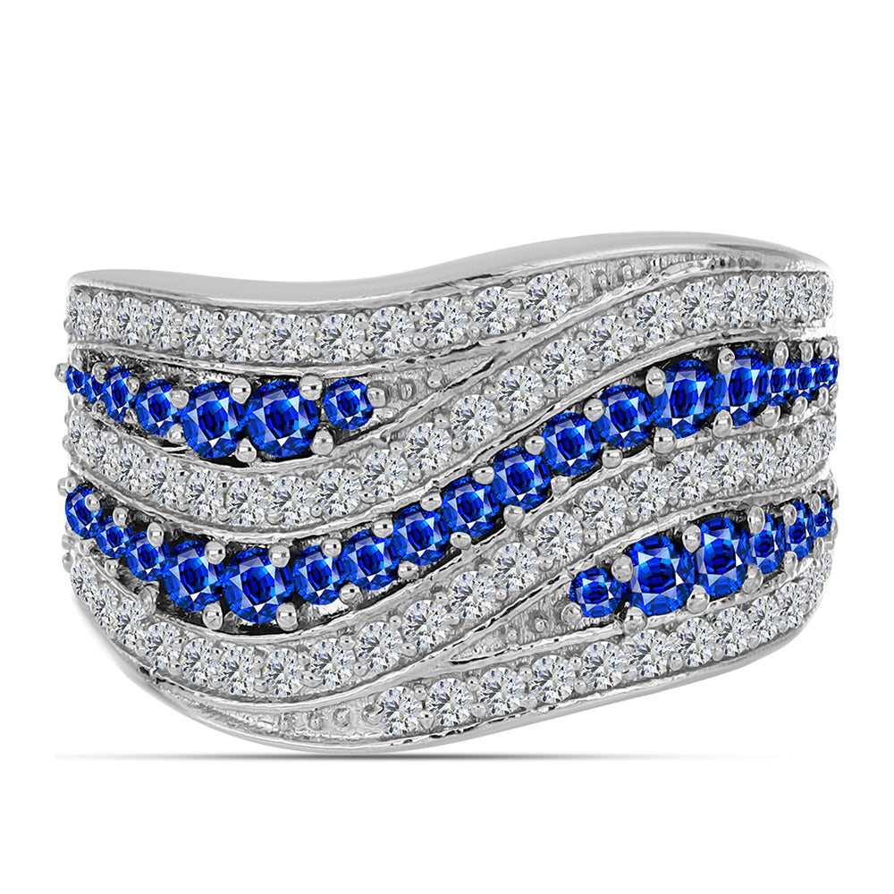 Inel din Argint 925 ( 6.46 grame ) cu Safir Albastru Australian și Topaz Alb 1.73 Carate