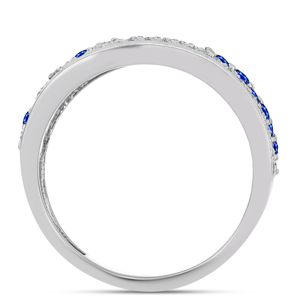 Inel din Argint 925 ( 6.46 grame ) cu Safir Albastru Australian și Topaz Alb 1.73 Carate