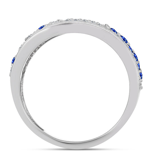 Inel din Argint 925 ( 6.46 grame ) cu Safir Albastru Australian și Topaz Alb 1.73 Carate