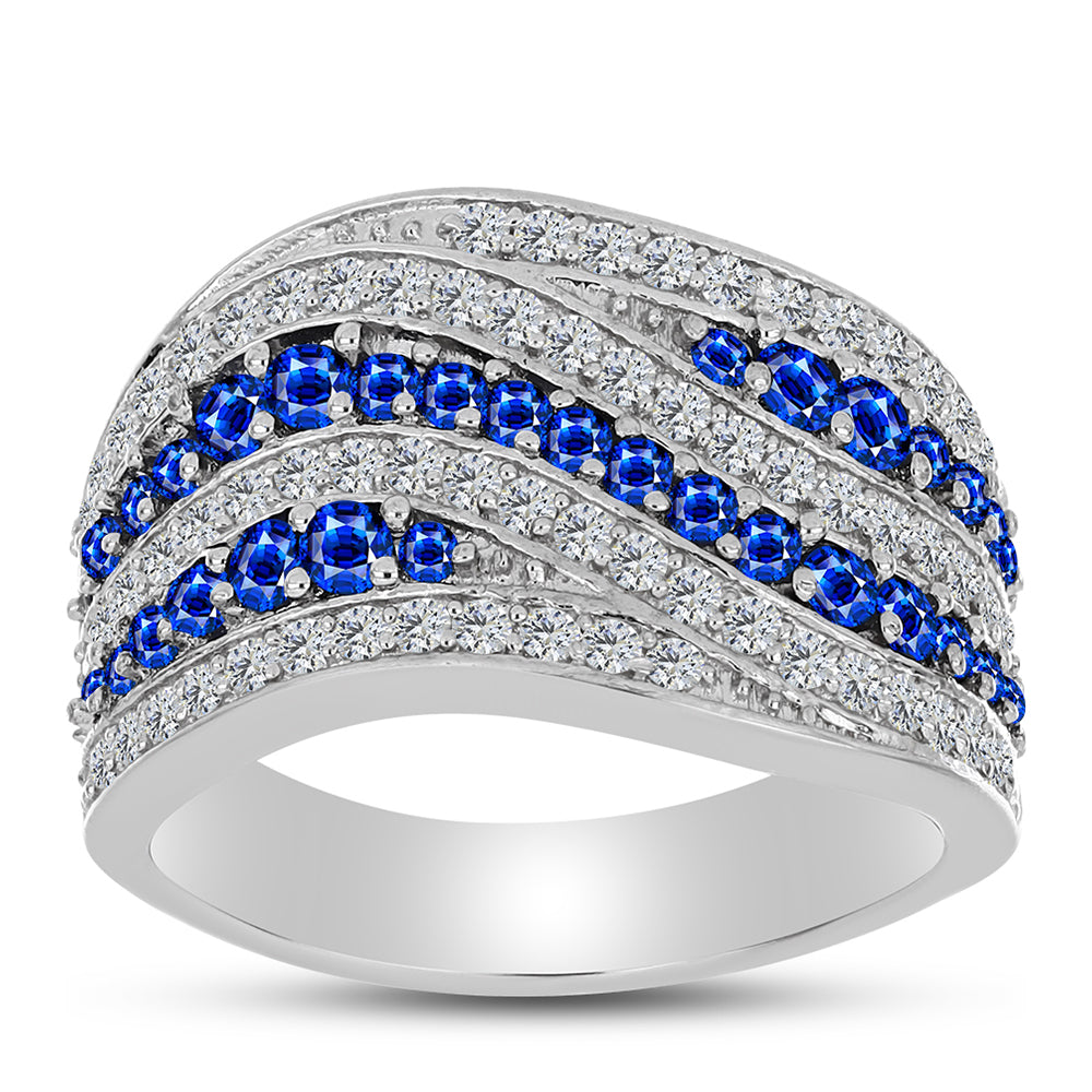 Inel din Argint 925 ( 6.46 grame ) cu Safir Albastru Australian și Topaz Alb 1.73 Carate