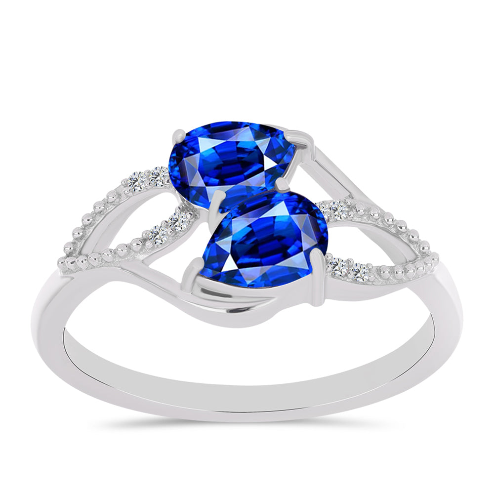 Inel din Argint 925 ( 2.57 grame ) cu Safir Albastru Australian și Topaz Alb 1.99 Carate