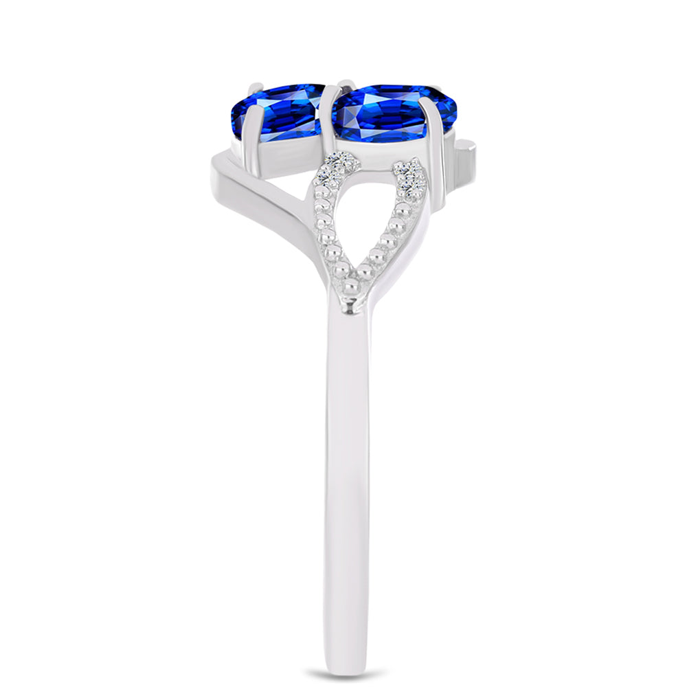 Inel din Argint 925 ( 2.57 grame ) cu Safir Albastru Australian și Topaz Alb 1.99 Carate 4 