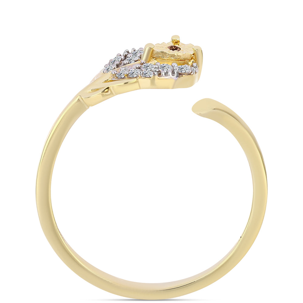 Inel din Argint 925 Placat cu Aur ( 1.72 grame ) cu Diamant Coniac și Topaz Alb 0.12 Carate 2 
