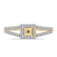 Inel din Argint 925 Placat cu Aur ( 2.57 grame ) cu Diamant Coniac și Topaz Alb 0.4 Carate