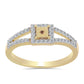 Inel din Argint 925 Placat cu Aur ( 2.57 grame ) cu Diamant Coniac și Topaz Alb 0.4 Carate
