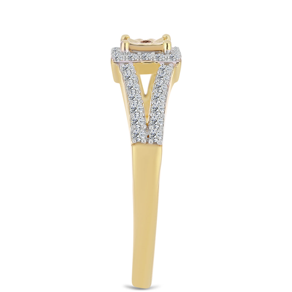 Inel din Argint 925 Placat cu Aur ( 2.57 grame ) cu Diamant Coniac și Topaz Alb 0.4 Carate 4 