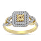 Inel din Argint 925 Placat cu Aur ( 2.91 grame ) cu Diamant Coniac și Topaz Alb 0.43 Carate