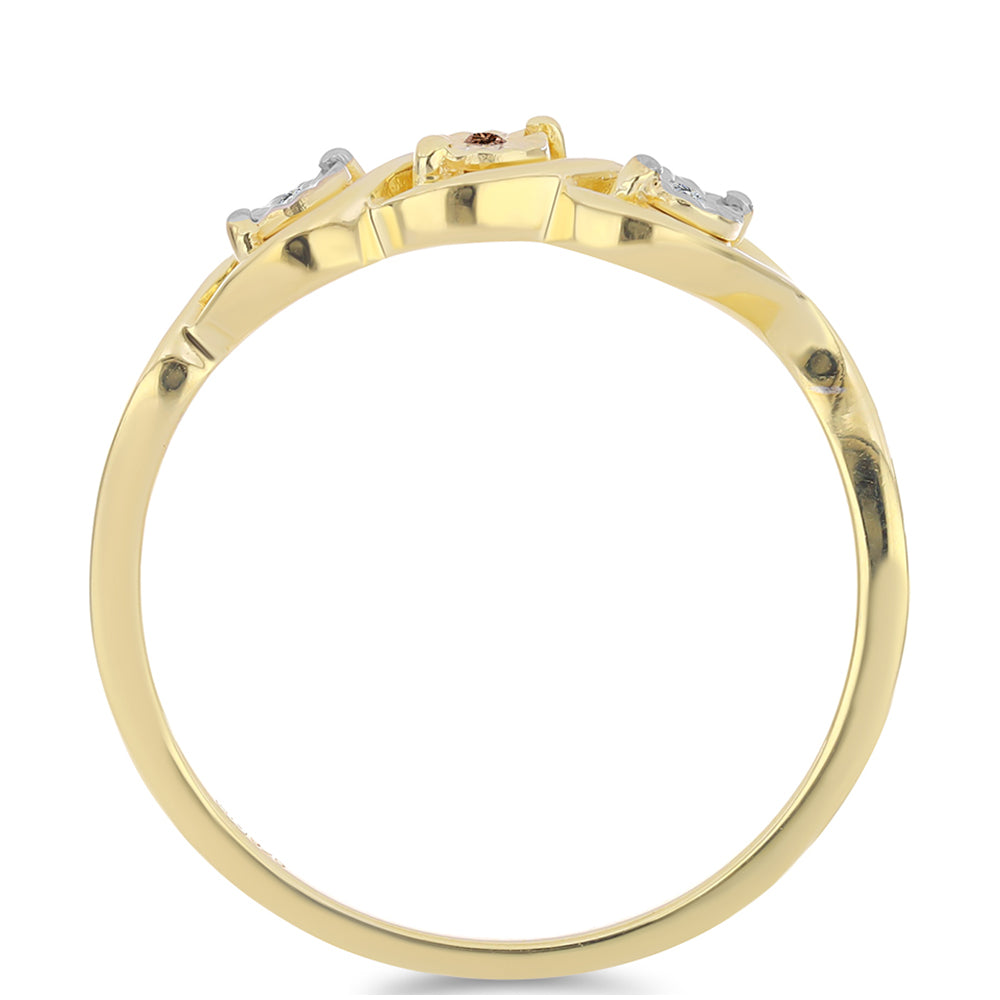 Inel din Argint 925 Placat cu Aur ( 1.96 grame ) cu Diamant Coniac și Topaz Alb 0.02 Carate
