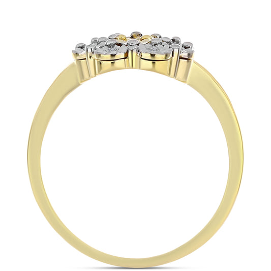 Inel din Argint 925 Placat cu Aur ( 3.48 grame ) cu Diamant Coniac și Topaz Alb 0.12 Carate