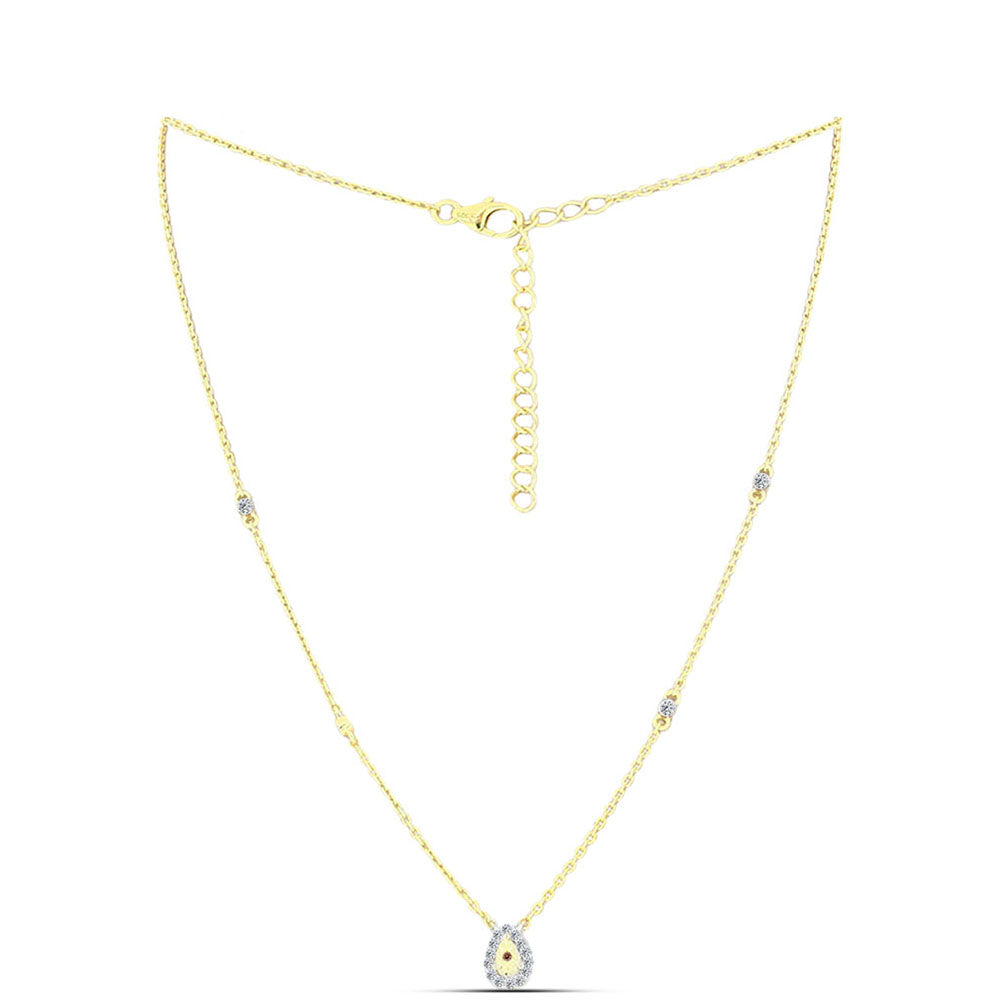 Colier din Argint 925 Placat cu Aur ( 3.2 grame ) cu Diamant Coniac și Topaz Alb 0.2 Carate