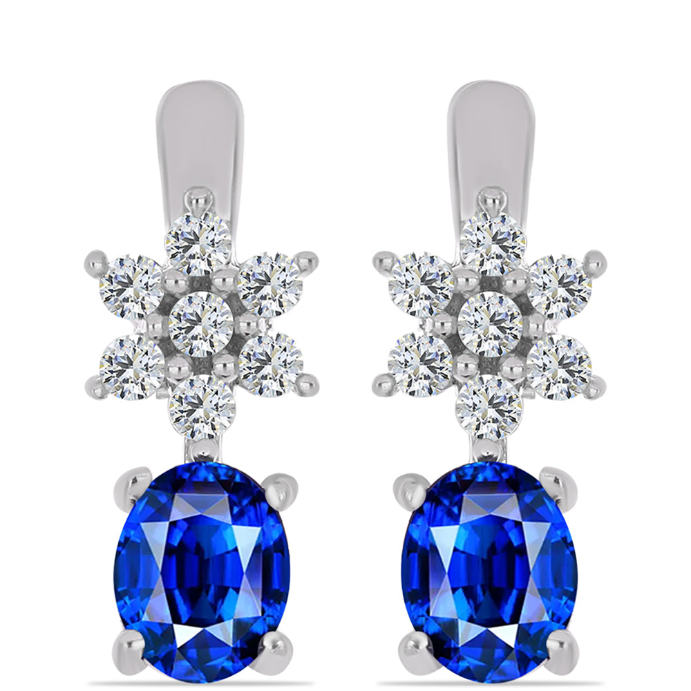Cercei din Argint 925 ( 2.2 grame ) cu Safir Albastru Australian și Topaz Alb 1.31 Carate 1 