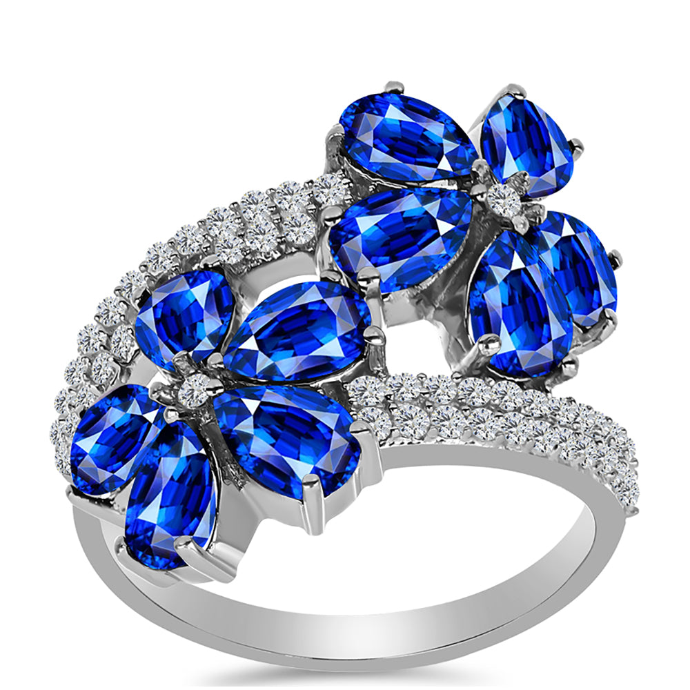 Inel din Argint 925 ( 4.64 grame ) cu Safir Albastru Australian și Topaz Alb 6.24 Carate 3 