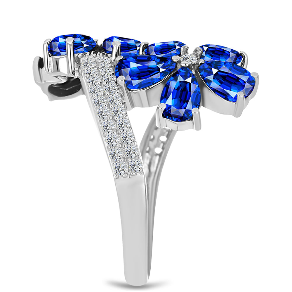 Inel din Argint 925 ( 4.64 grame ) cu Safir Albastru Australian și Topaz Alb 6.24 Carate 4 