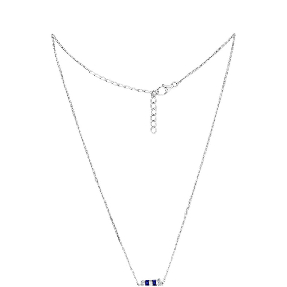 Colier din Argint 925 ( 3.42 grame ) cu Safir Albastru Australian și Topaz Alb 1.78 Carate 1 