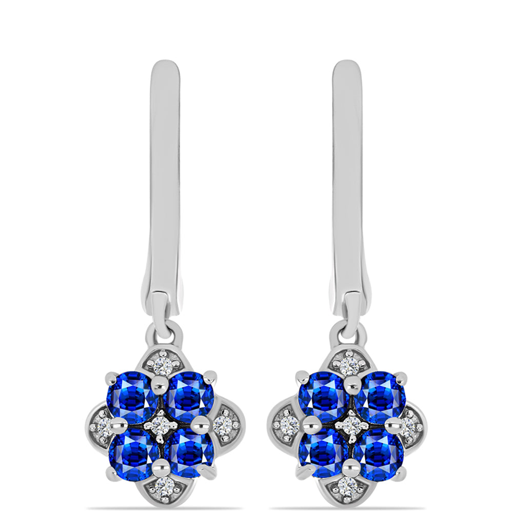 Cercei din Argint 925 ( 3.05 grame ) cu Safir Albastru Australian și Topaz Alb 1.29 Carate 1 