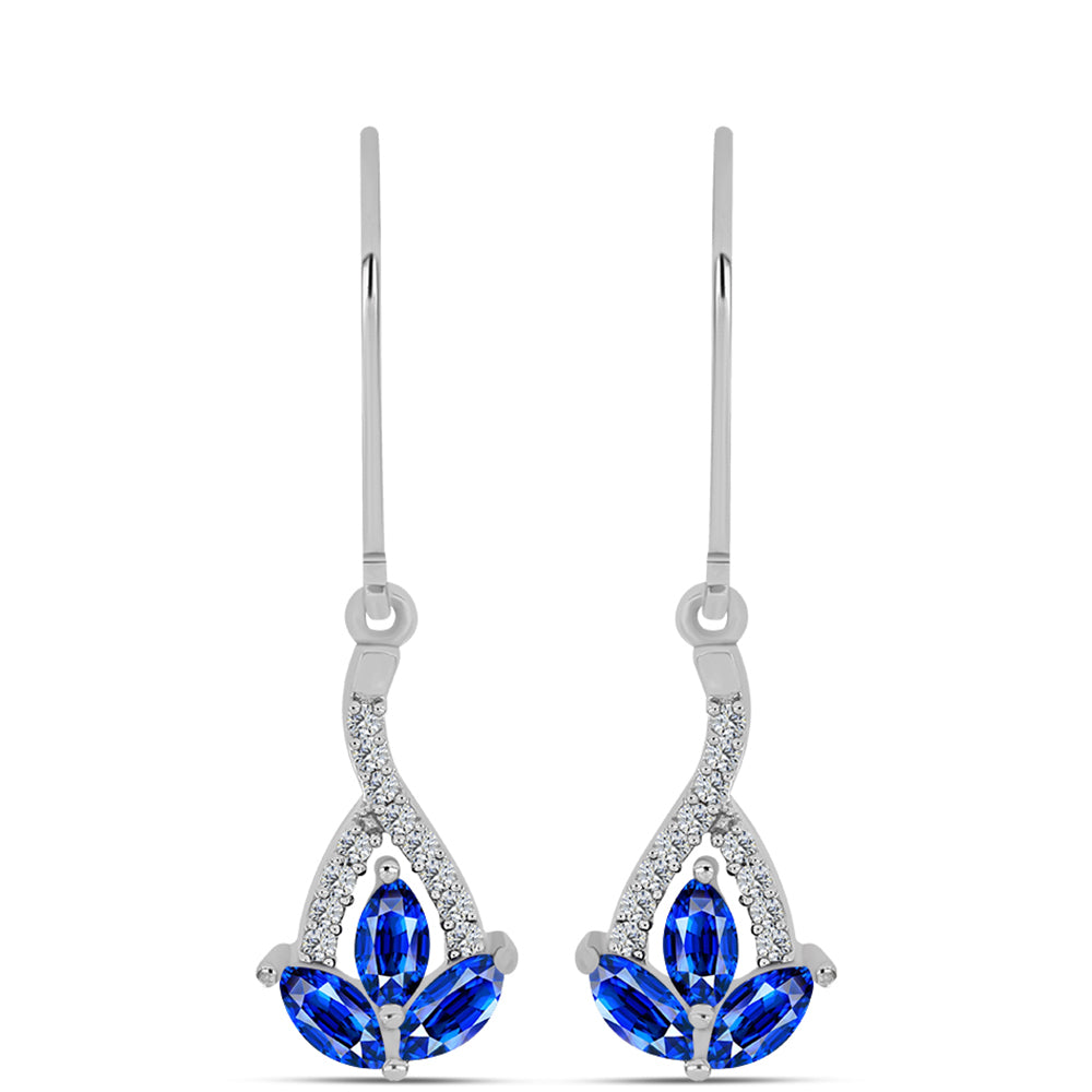 Cercei din Argint 925 ( 1.94 grame ) cu Safir Albastru Australian și Topaz Alb 1.46 Carate