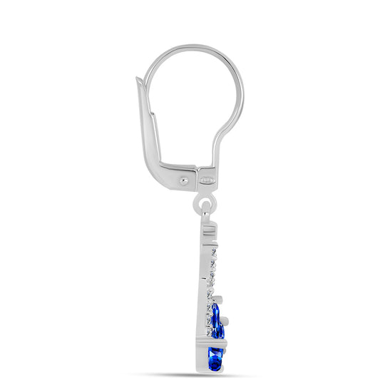 Cercei din Argint 925 ( 1.94 grame ) cu Safir Albastru Australian și Topaz Alb 1.46 Carate