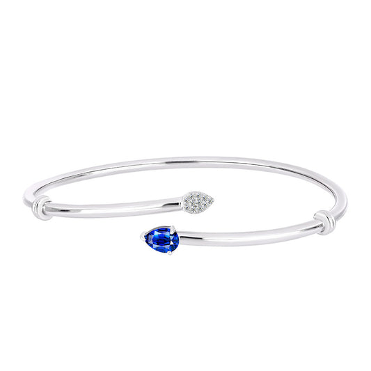 Brățară din Argint 925 ( 10.62 grame ) cu Safir Albastru Australian și Topaz Alb 1.07 Carate